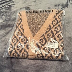 Gucci G Patterned Cardigan in Brown and Black